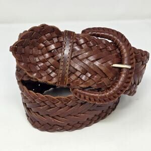 Boho Wide Braided Woven Women Belt Size S/M Brown Hippie Festival Western Rodeo